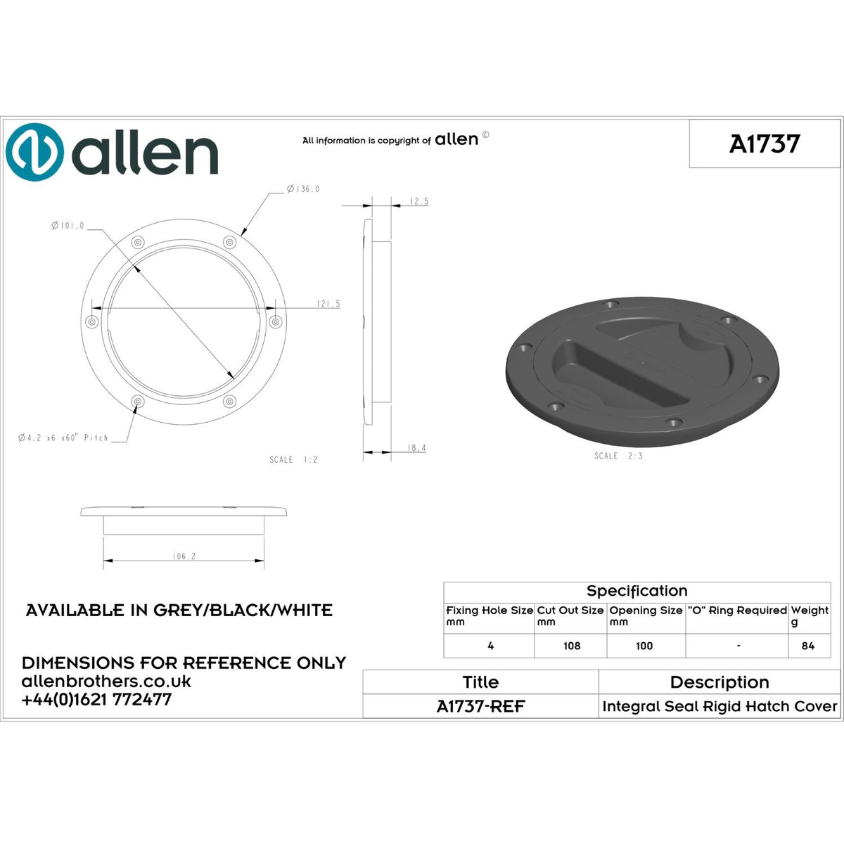 Allen Inspektionslucka Vit 100 mm