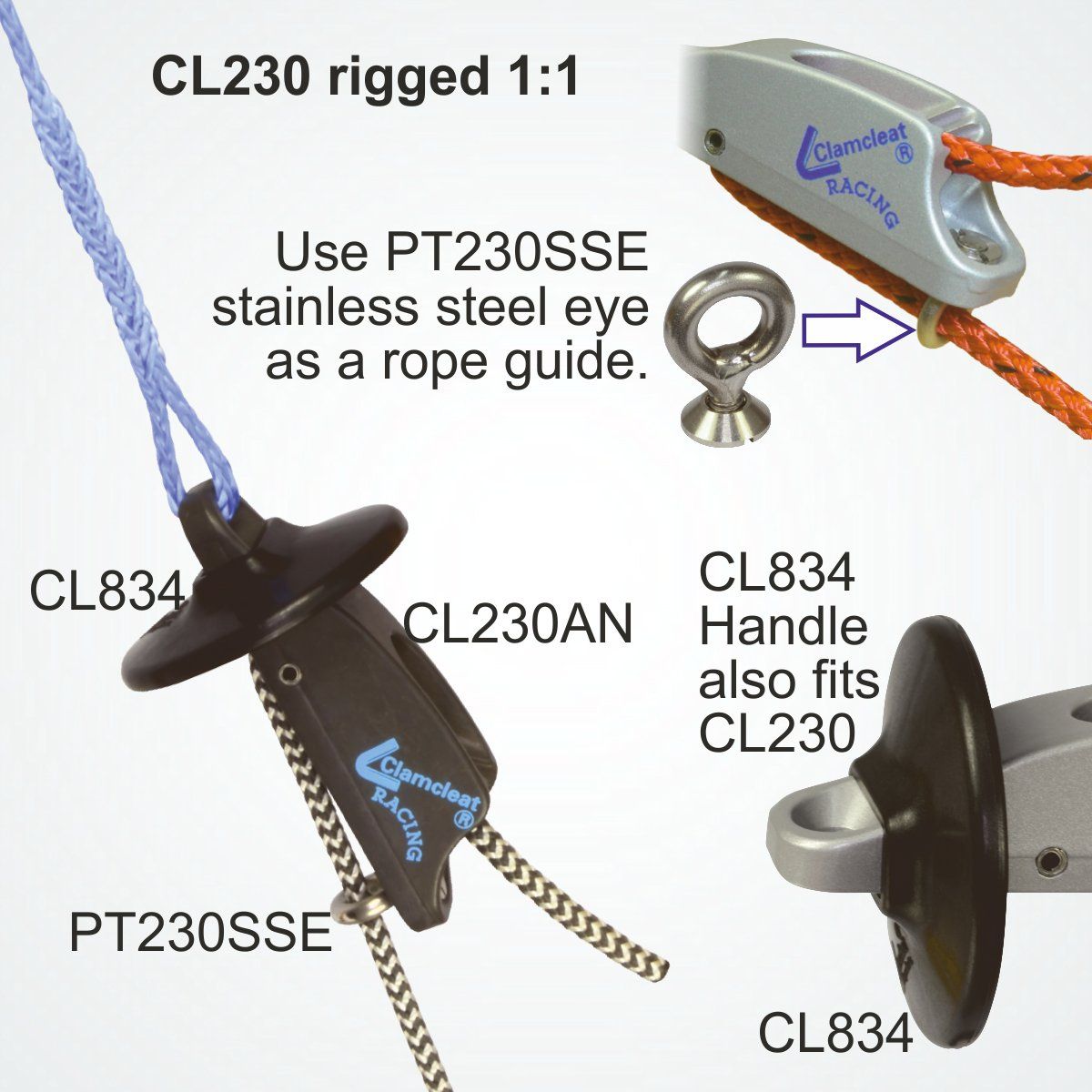 Clamcleat Trapetshandtag för trapetscleat (CL253)