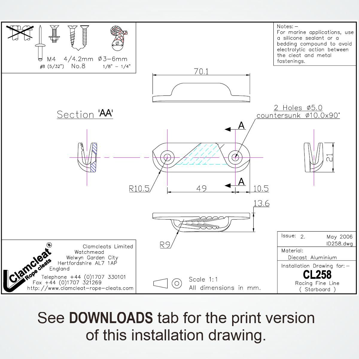 Clamcleat Racing Fine Line, Styrbord