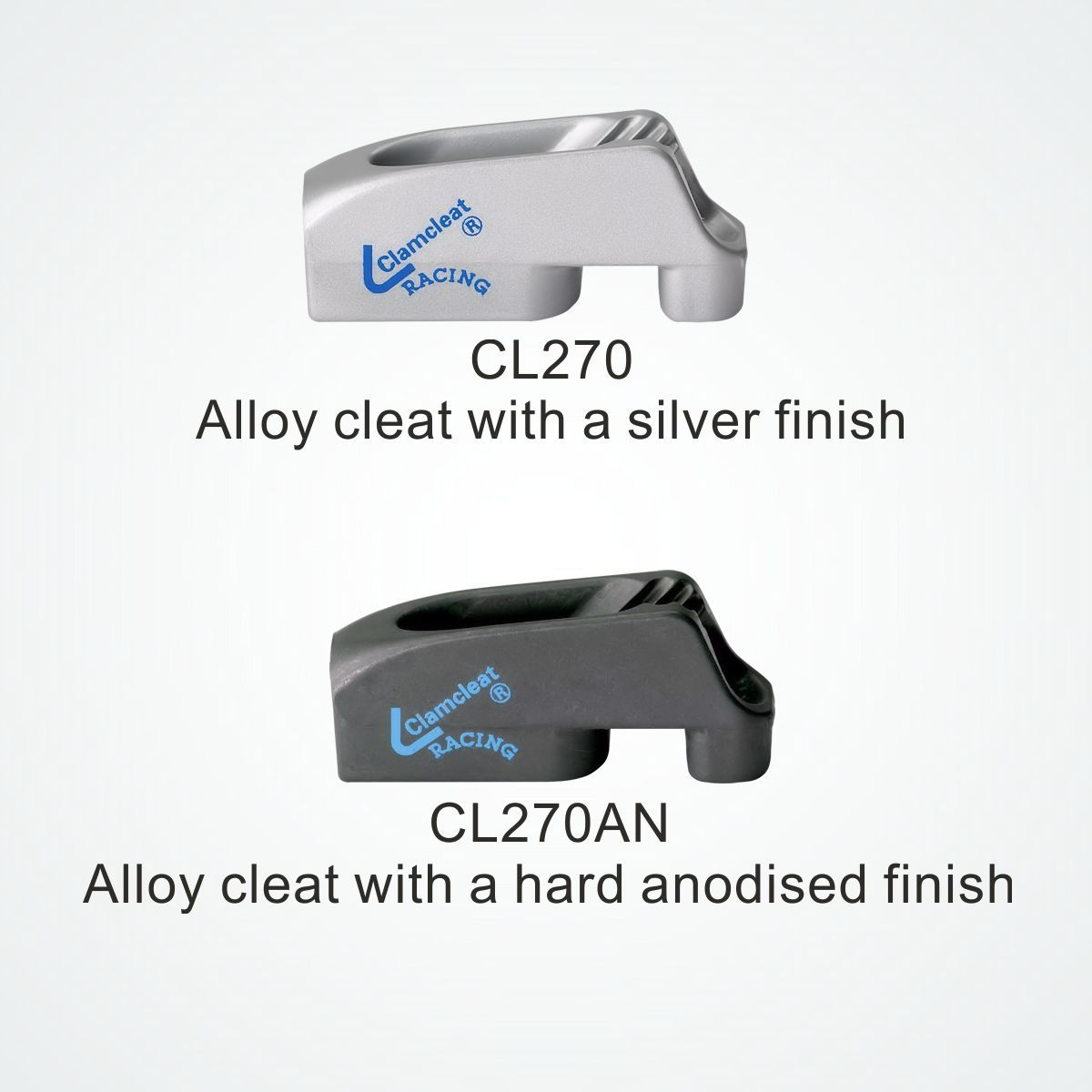 Clamcleat Racing Micro med hunsvott, Anodiserad
