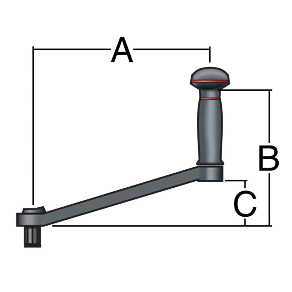Harken B8AL Winchhandtag 8" 203mm Aluminium Lock-In Lågprofil Ball-Grip
