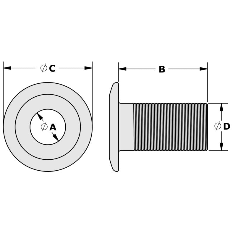 Tylaska RB8-S Genomföring 8mm, Svart